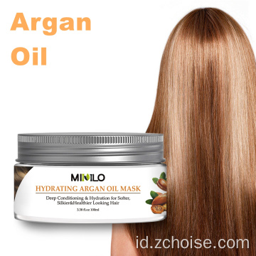 label pribadi alami masker rambut minyak argan morrocan